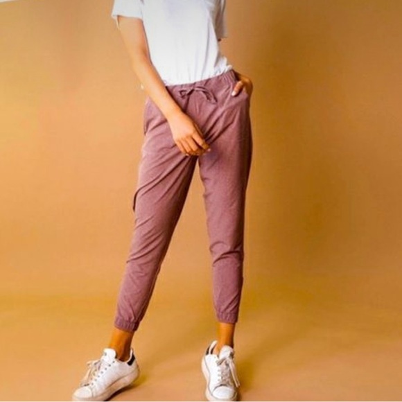 Albion Womens Mauve Pink Flat Front Pockets Joggers Pants‎ Medium Petite - Picture 1 of 6
